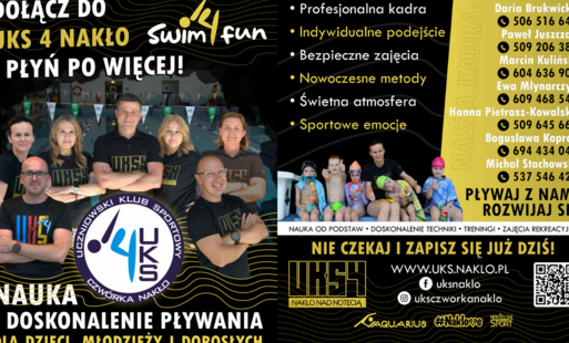 Zdjęcie do NAB&Oacute;R PŁYWACKI NA ROK SZKOLNY 2026/2027 DO ZAJĘĆ GRUPOWYCH W UKS CZW&Oacute;RKA NAKŁO